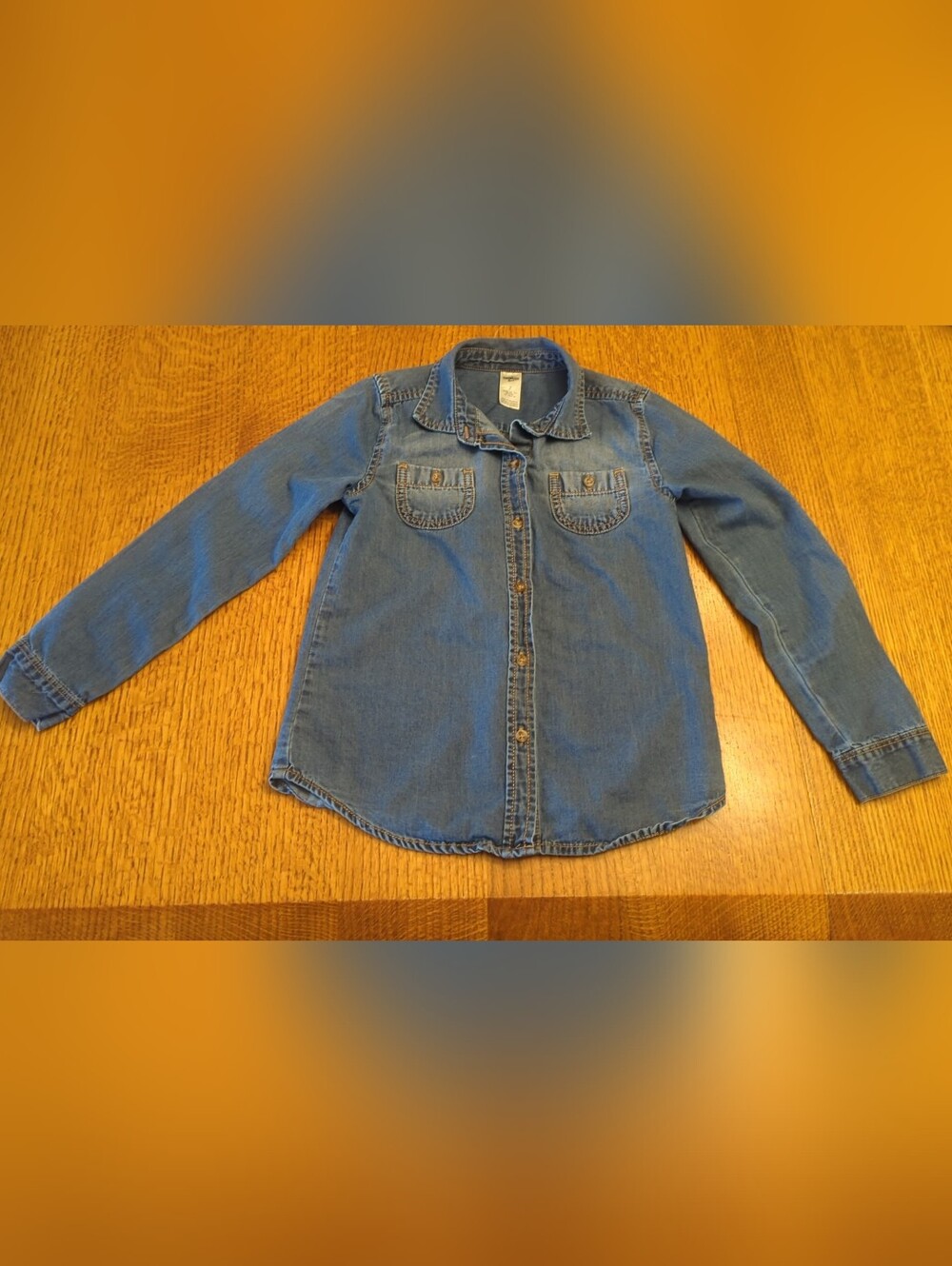 Oshkosh B’gosh Girls Size 7 Long Sleeve Button Up Blue Denim Shirt